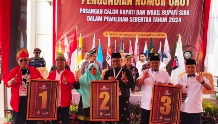 Hasil Undi, Ini Nomor Urut Tiga Paslon Bupati dan Wakil Bupati Siak