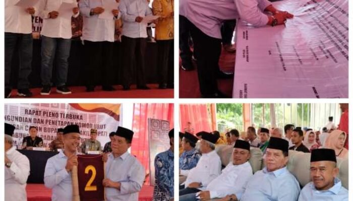 Pengundian dan Penetapan Nomor Urut Paslon Bupati Paluta Resmi di Gelar, Berikut Nomor Urut Paslonnya