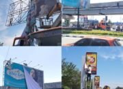 Tim Gabungan Bapenda Pekanbaru dan Satpol PP Lakukan Penertiban Reklame yang Sudah Habis Masa Tayang