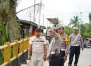 Dirlantas Polda Riau bersama PUPR Riau Tinjau Kondisi Jembatan Sungai Rokan Ujung Batu