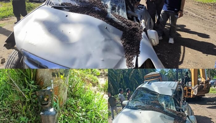 Truck Terbalik Timpa Mobil Mini Yang Ingin Mengantar Tabung Oksigen Untuk Abangnya di Jalin Bragas – Simangambat, Anggota DPRD Paluta Hafrino Minta Perusahaan dan Pemkab Segera Memperhatikan dan Memperbaiki Kondisi Jalan yang Memprihatinkan