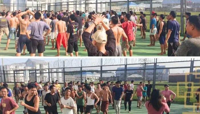 Senam Sehat Rutin Di Lapas Narkotika Rumbai Tingkatkan Kebugaran dan Kebersamaan WBP