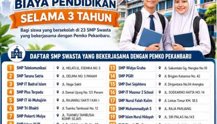 Pemko Pekanbaru Gratiskan Akses Pendidikan di 23 Sekolah Swasta, Ini Daftarnya!